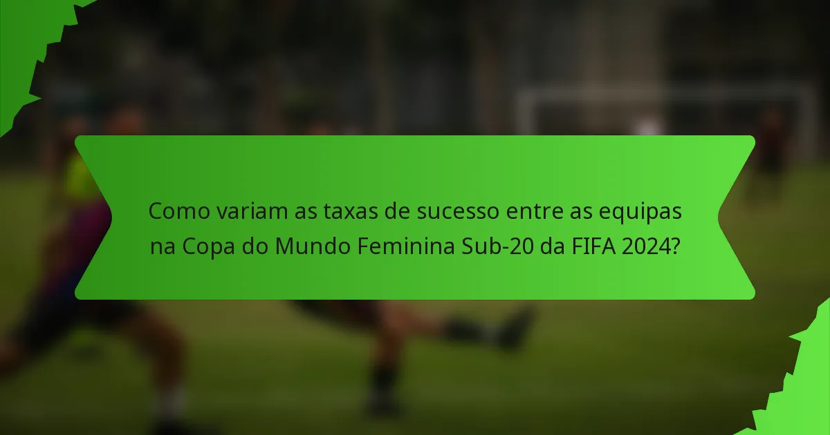 Como variam as taxas de sucesso entre as equipas na Copa do Mundo Feminina Sub-20 da FIFA 2024?