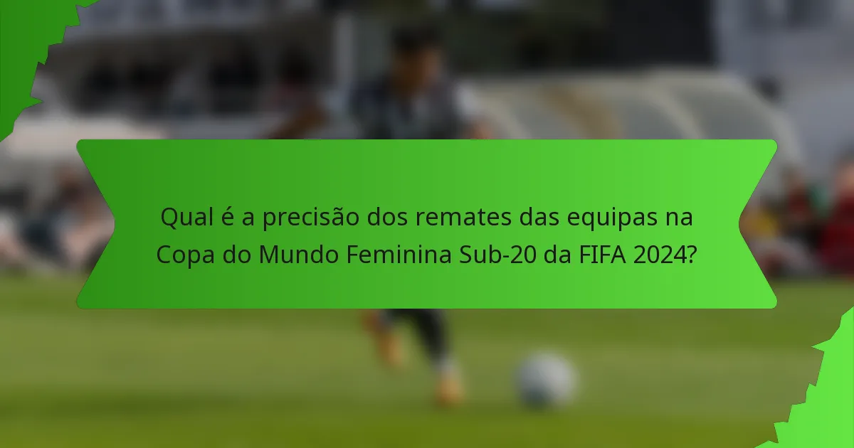 Qual é a precisão dos remates das equipas na Copa do Mundo Feminina Sub-20 da FIFA 2024?